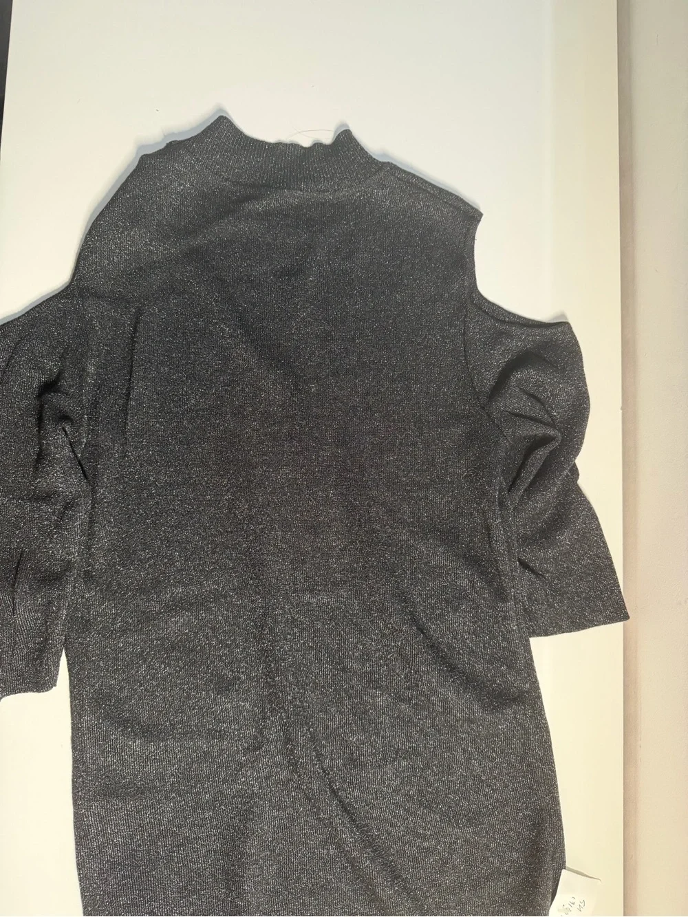 Women’s Black Mock Neck Cold Shoulder Fitted Top